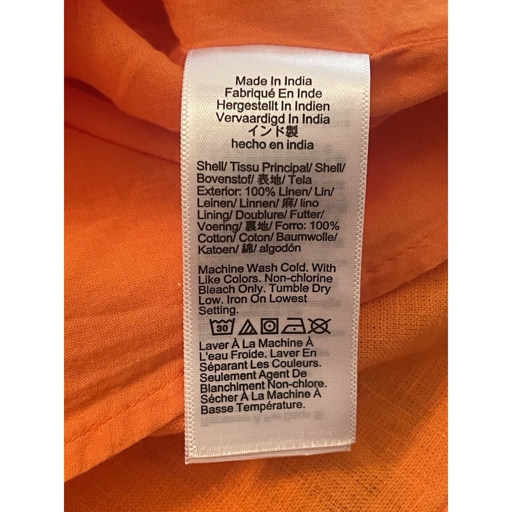J. Crew NWT Palermo Smocked Waist Linen Orange Mini Dress Womens S Minimalist - Picture 9 of 9